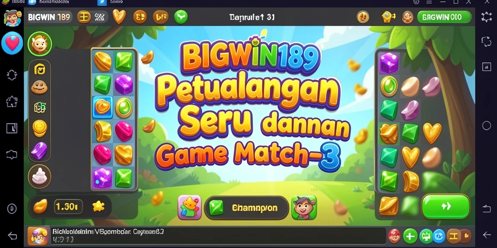 Screenshot gameplay seru dari BIGWIN189 yang menunjukkan aksi mencocokkan permata.