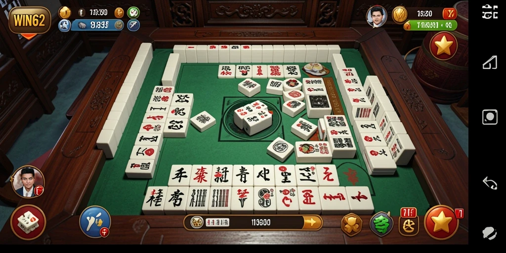 Screenshot gameplay WIN62 dengan tampilan ubin Mahjong yang menarik.