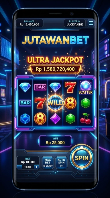 Tampilan antarmuka utama aplikasi jutawanbet.